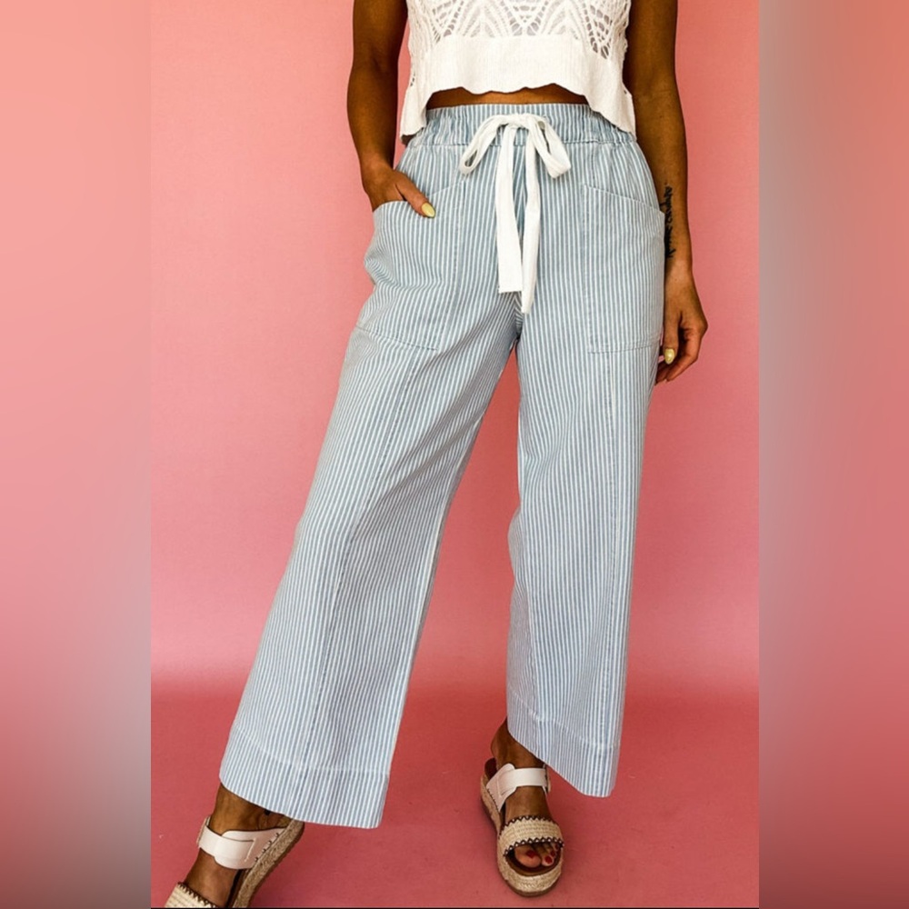 Nora - Chic Striped Drawstring Jeans